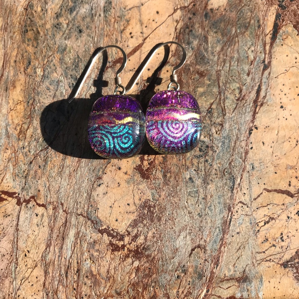 Handmade Dichromium Glass Square Earrings